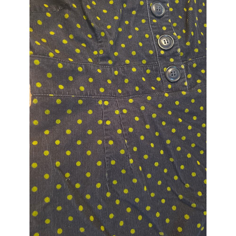 Boden Corduroy Navy Green Polka Dot Dress 6P Side Zip Classic Preppy Academia - Picture 3 of 7